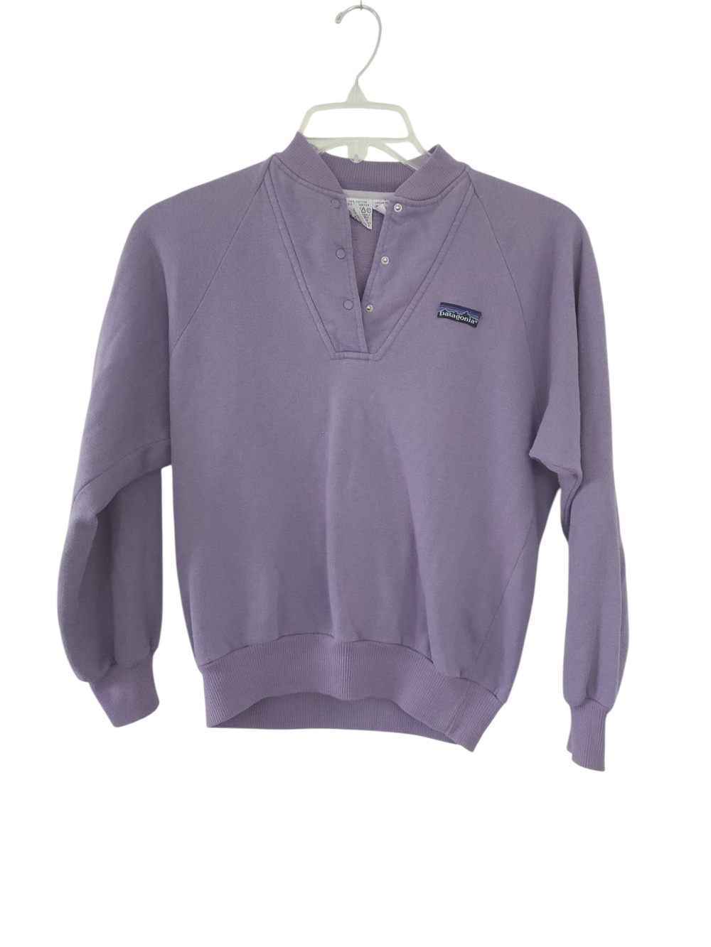 Patagonia Vintage Kids Lavender Henley Crewneck Sweatshirt 13/14 Pullover Cotton